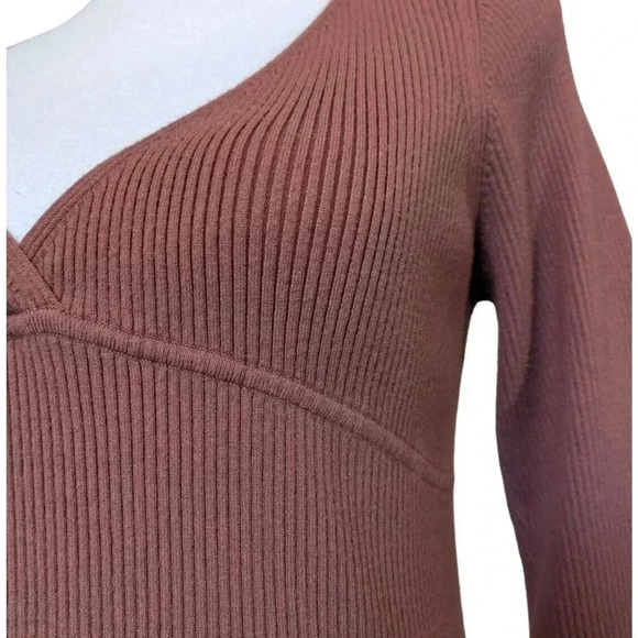 Aritzia Wilfred Gabrielle Ashy Rose Pink Off the Shoulder Midi Knit Dress Medium - Picture 8 of 8